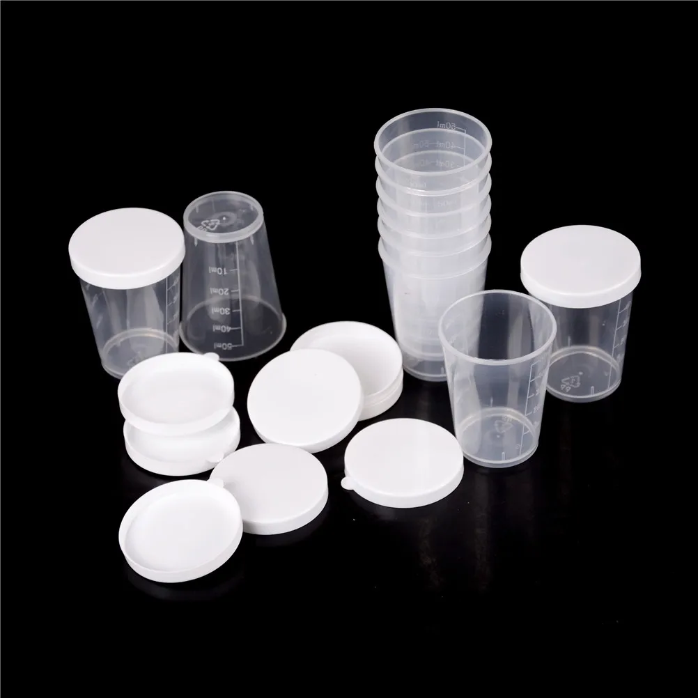 Clear PP Plastic Graduaeted Laboratory Test Cylinder Liquid Measuring Cups White Lid Indexing Clear Container Tub20mml/30ml/50ml