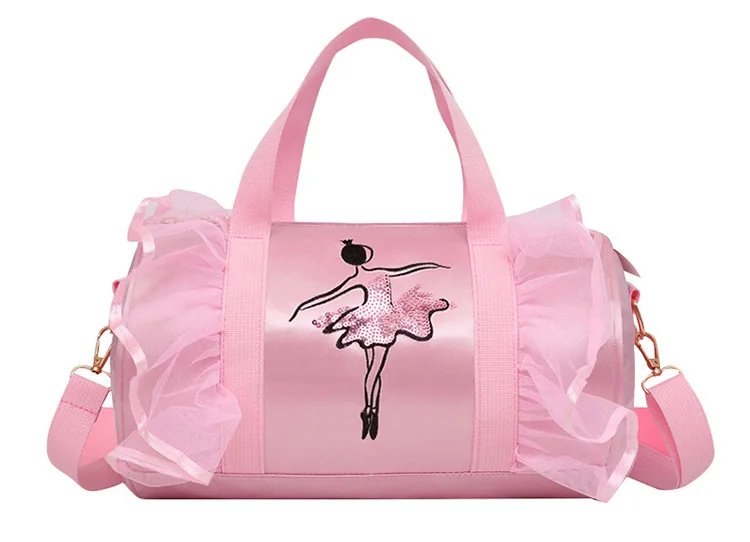 Bolsas de Ballet de bailarina para niñas, bolso de mano para niños, bolsa de baile bordada de encaje con volantes, bolsa de gimnasia de baile de Ballet para niños, moda