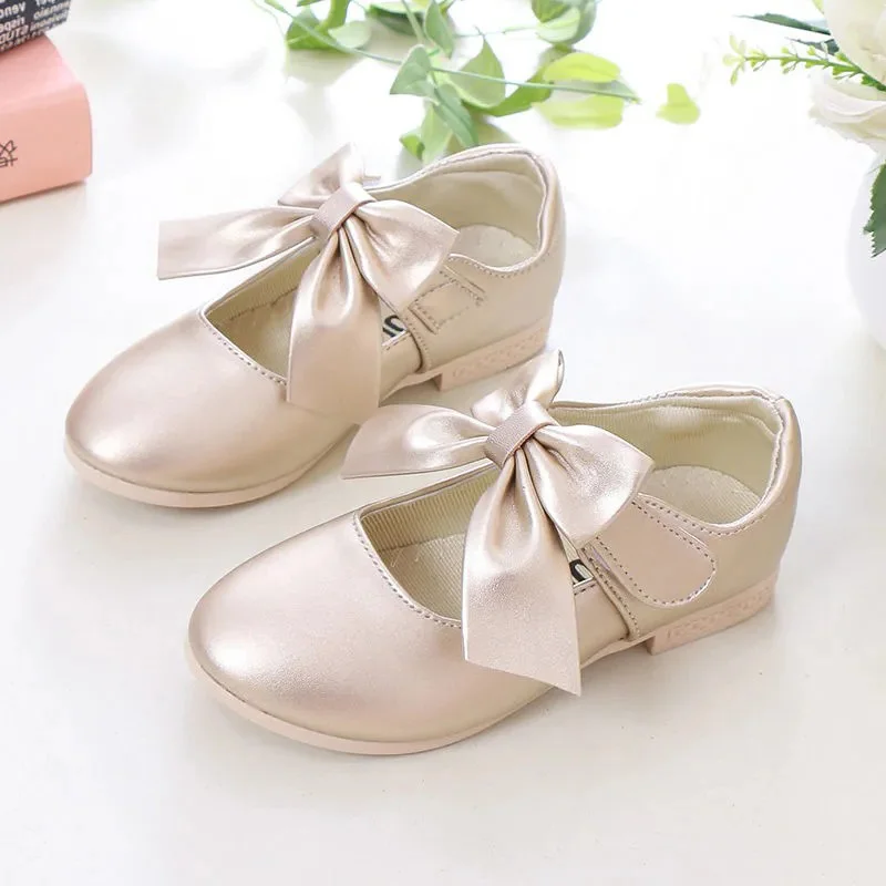 Spring Children\'s Bowknot Wedding Party Princess Shoes Big Kids Girls White Dress Single Shoes 5 6 7 8 9 11 10 12 Years old New