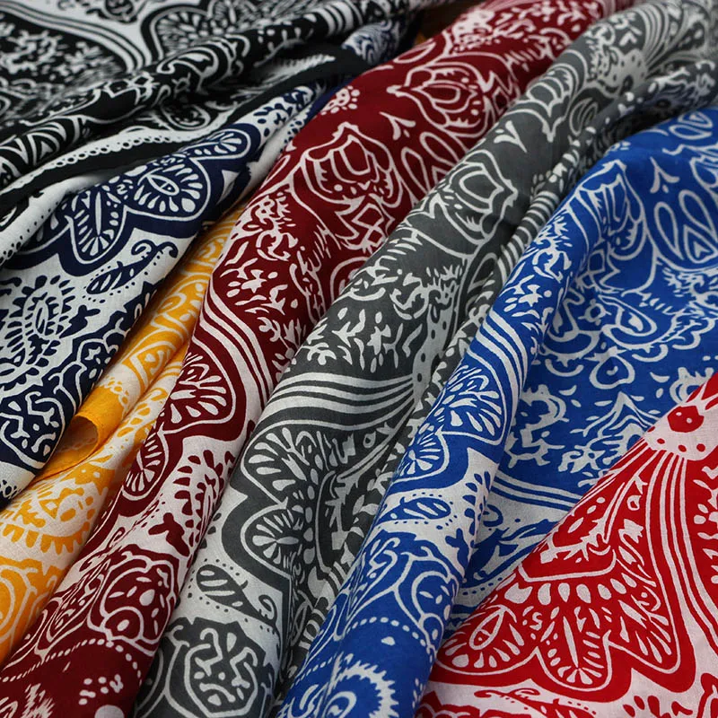 58CM New Fashion Printed Paisley Cotton Bandana Red Black Yellow Color Square Headband Head Scarf Women Neckerchief Headwear