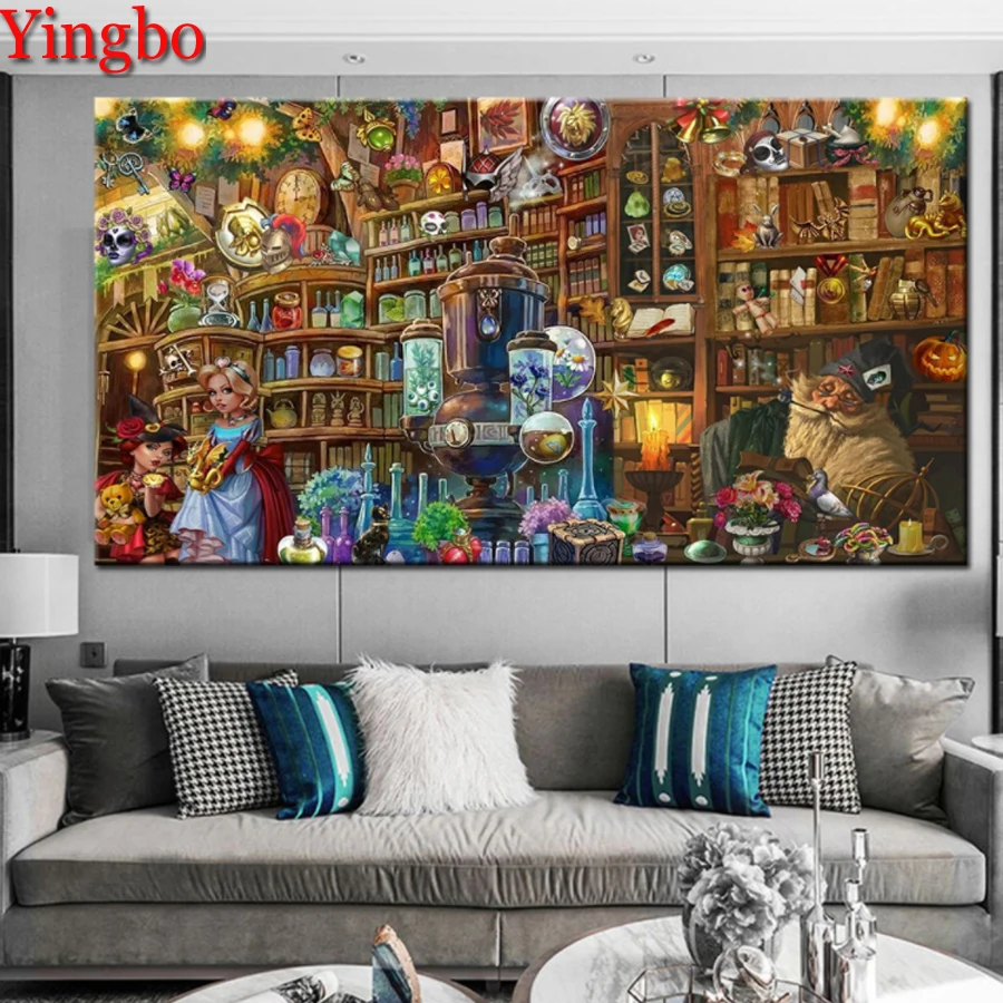 

Fantasy Bookshelf Cartoon Angel 5d diy diamond painting Fairy Tale World embroidery full square round diamonds Mosaic Puzzle