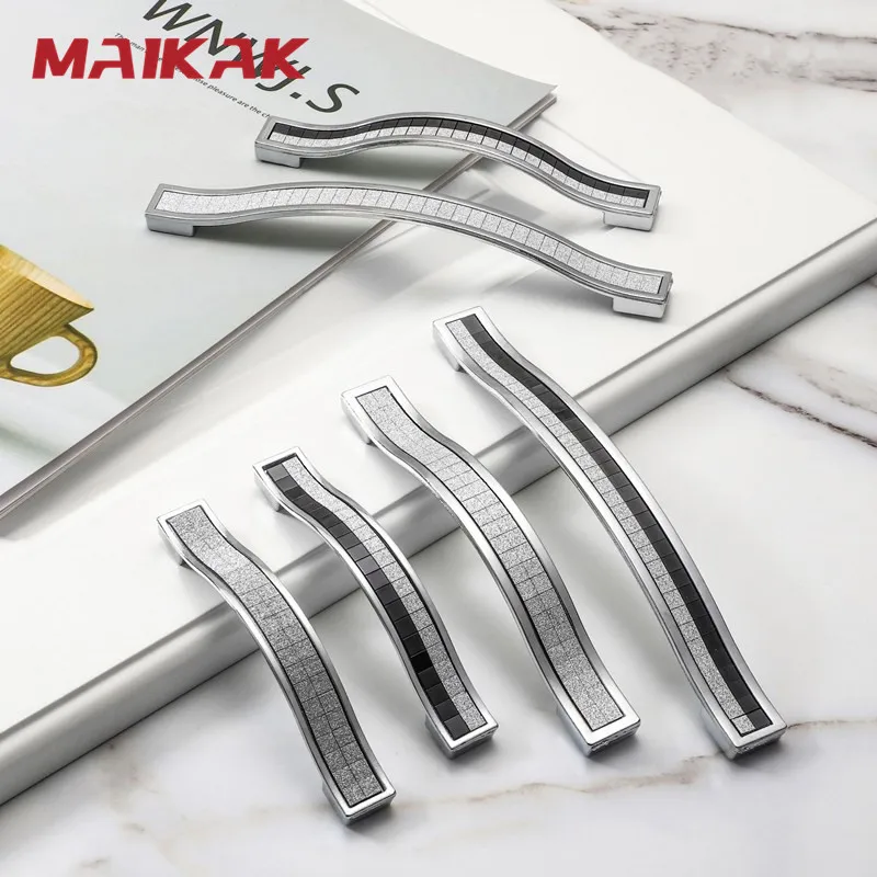 MAIKAK Zinc Alloy Crystal Glass Handles Cupboard Pulls Drawer Knobs Kitchen Cabinet Handles Furniture Handle with Crystal