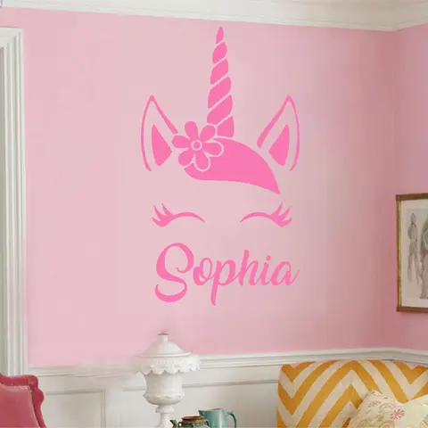 Customized Unicorn Name Wall Stickers Art Vinyl Decal Cartoon Bedroom Decoration Kids Girl Room Nursery Mural Y232