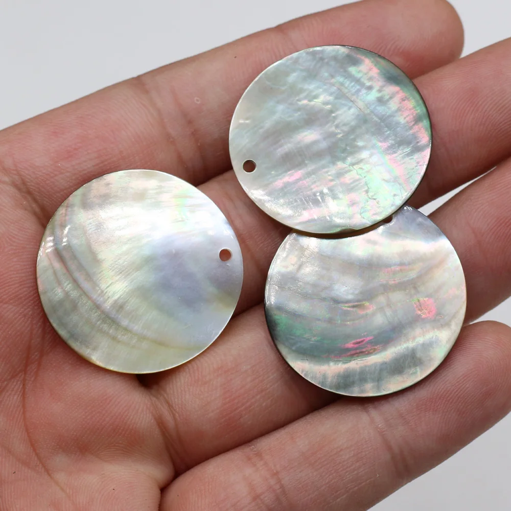 10pc Hot Sale Black Shell Pendant Coin Beads Natural Mother of Pearl Disc Charms for DIY Earrings Necklace Making Jewelry Gift