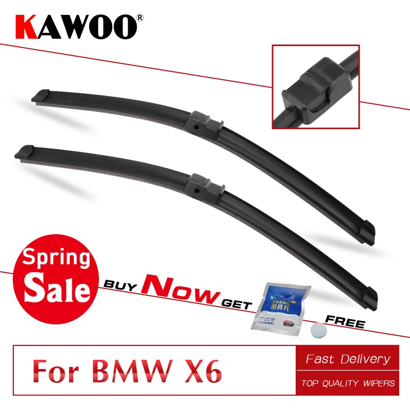 

KAWOO Windcreen Car Wipers Blade For BMW X6 E70 E71 F16 Auto Soft Rubber 2007 2008 2009 2010 2011 2012 2013 2014 2015 2016 2017
