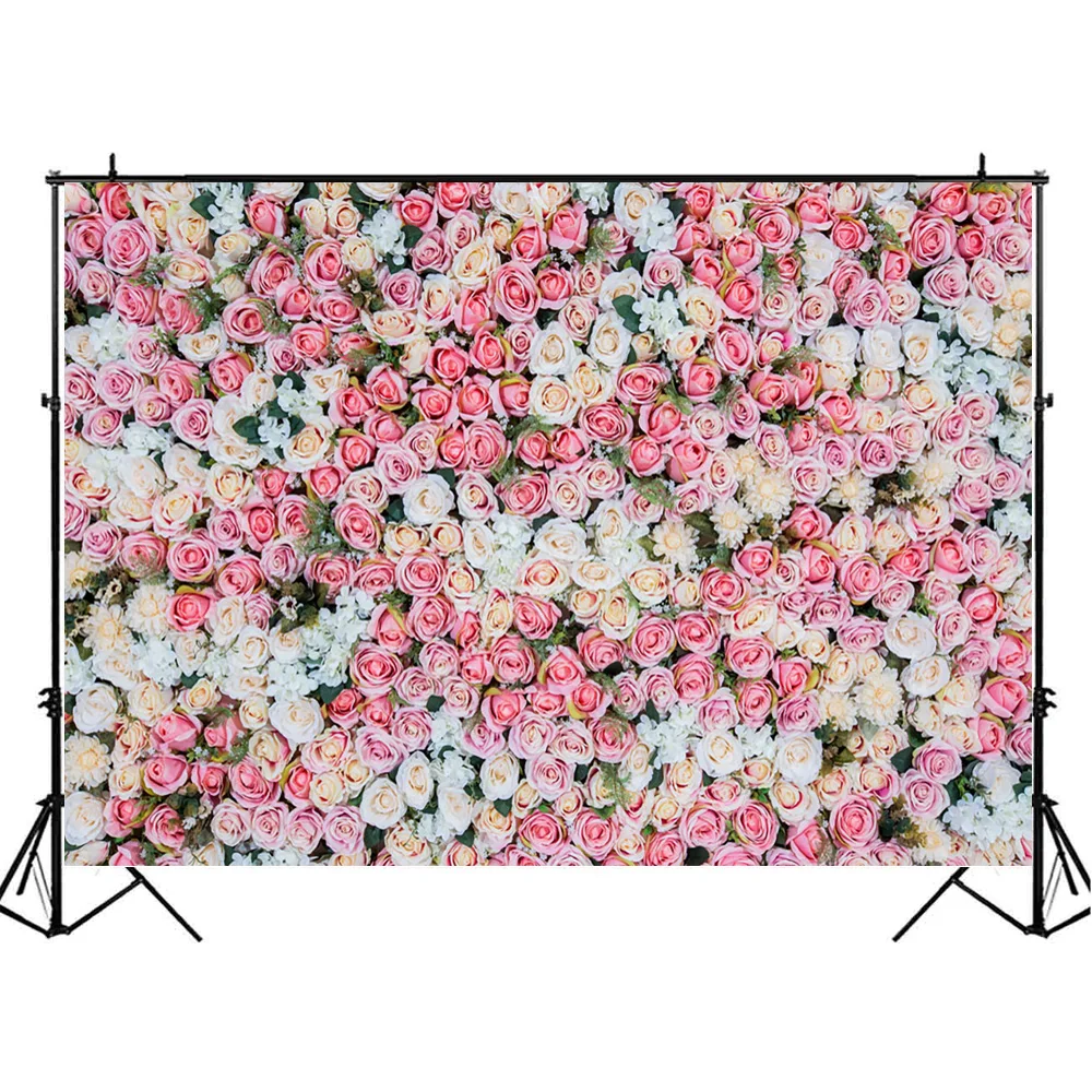 Fundo de parede para fotos de casamento, cerimônia de palco com flores rosas para decoração de festa de aniversário, retrato para bebê, estúdio de fotografia
