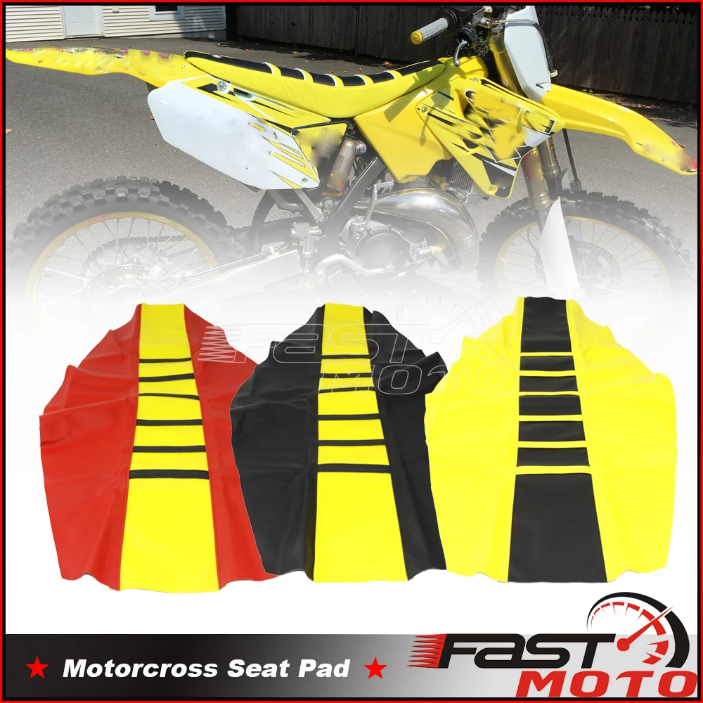 Yellow Black Enduro Off Road Gripper Soft Motorcycle Seat Cover Strip Rib Seat Pad For Suzuki DRZ400 RM250 Yamaha YZ450 YZ250 MX