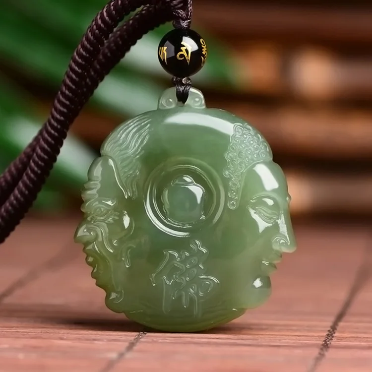 Real jade Hand-Carved Green Hetian qing jade Pendant green jade gift necklace women men hollow jade jewelry