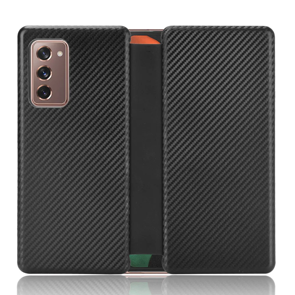 Funda de cuero con tapa para Samsung Galaxy Z Fold 2 5G, funda de fibra de carbono para Samsung Galaxy Z Fold2 Fold 2 Folder 2 5G