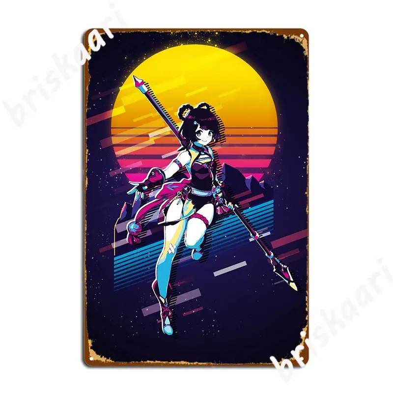 Xiangling Genshin Impact 80s Retro Poster Metal Plaque Pub Customize Garage Decoration Mural Tin Sign Poster