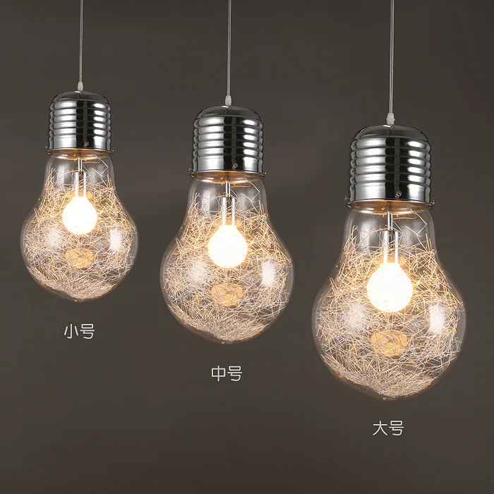 Creative Glass Big Bulb Pendant Lights Fixture Vintage Metal Large Hanging Lamp Bar Cafe Restaurant Indoor Room Luminaire Decor