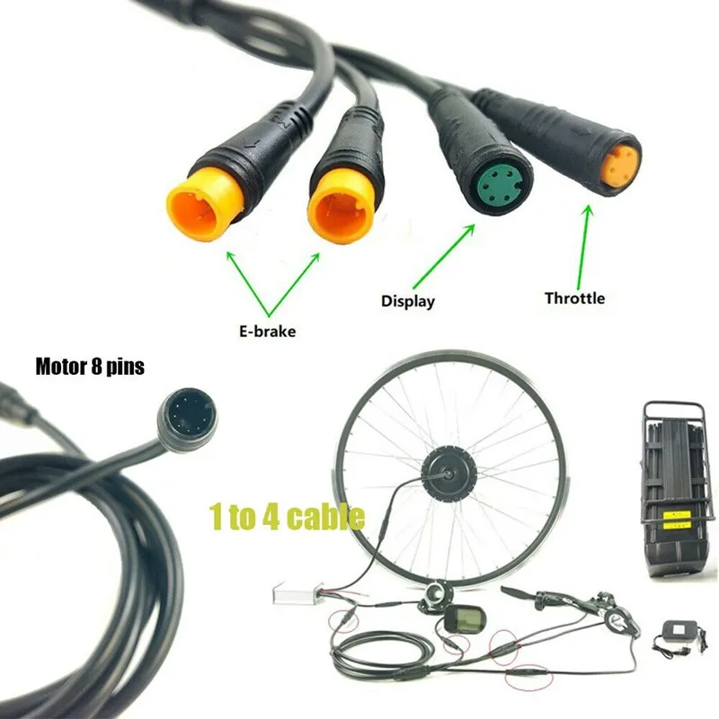 

8pin ebike brake cable Waterproof Cable For Electric Bike Julet 1 To 4 Main Cable 8Pin To Display Brake Throttle