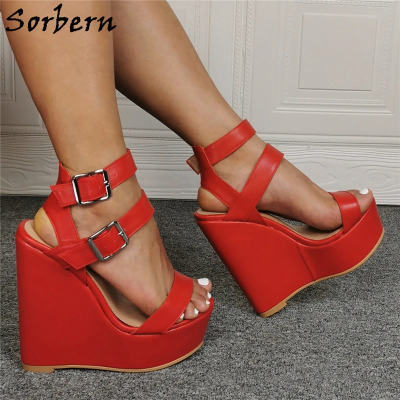 Sorbern Comfortable Wedges Sandal Slingback Thick Platform Summer Style Shoe Female Open Shoes For Women Plus Size Sissy Boy