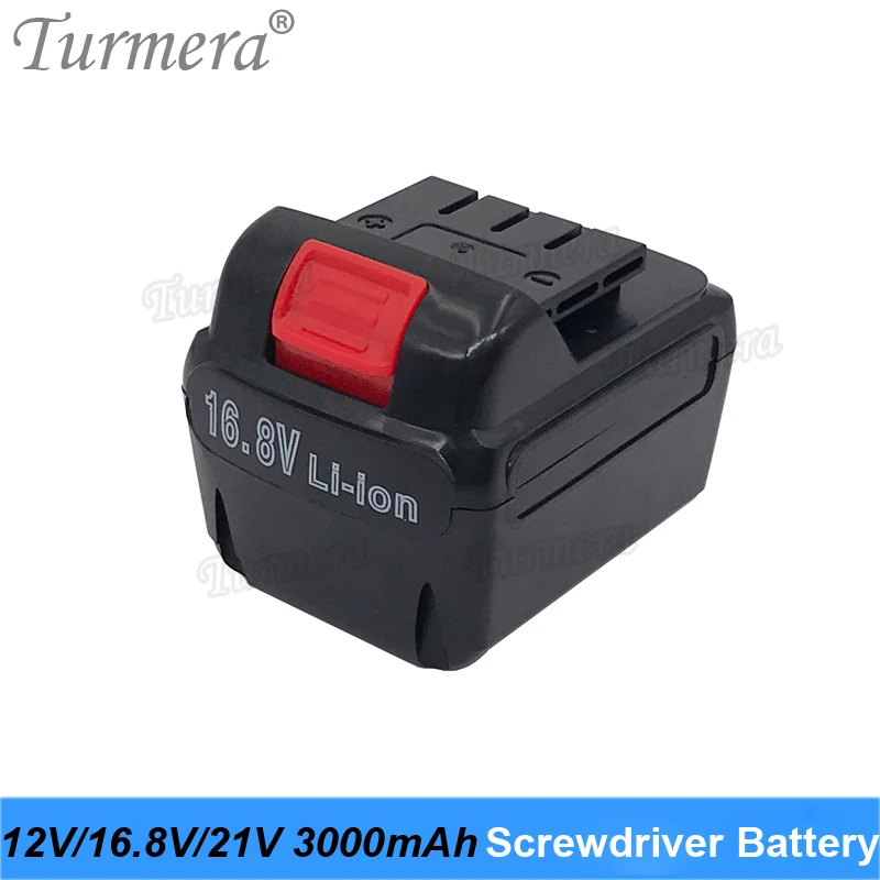 Turmera-Batería de destornillador inalámbrico, taladro eléctrico de 12V, 16,8 V, 21V, 3000mAh, cargador para herramientas eléctricas
