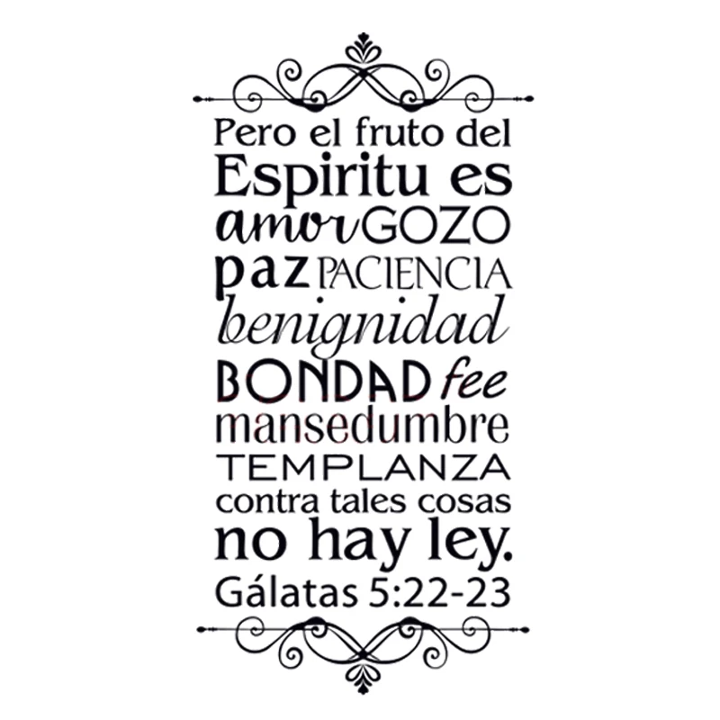 Wall Stickers Pero El Fruto Del Espíritu Es Amor Gozo Spanish Quotes Decals Mural Vinyl Bedroom Livingroom Decor Poster RU2489