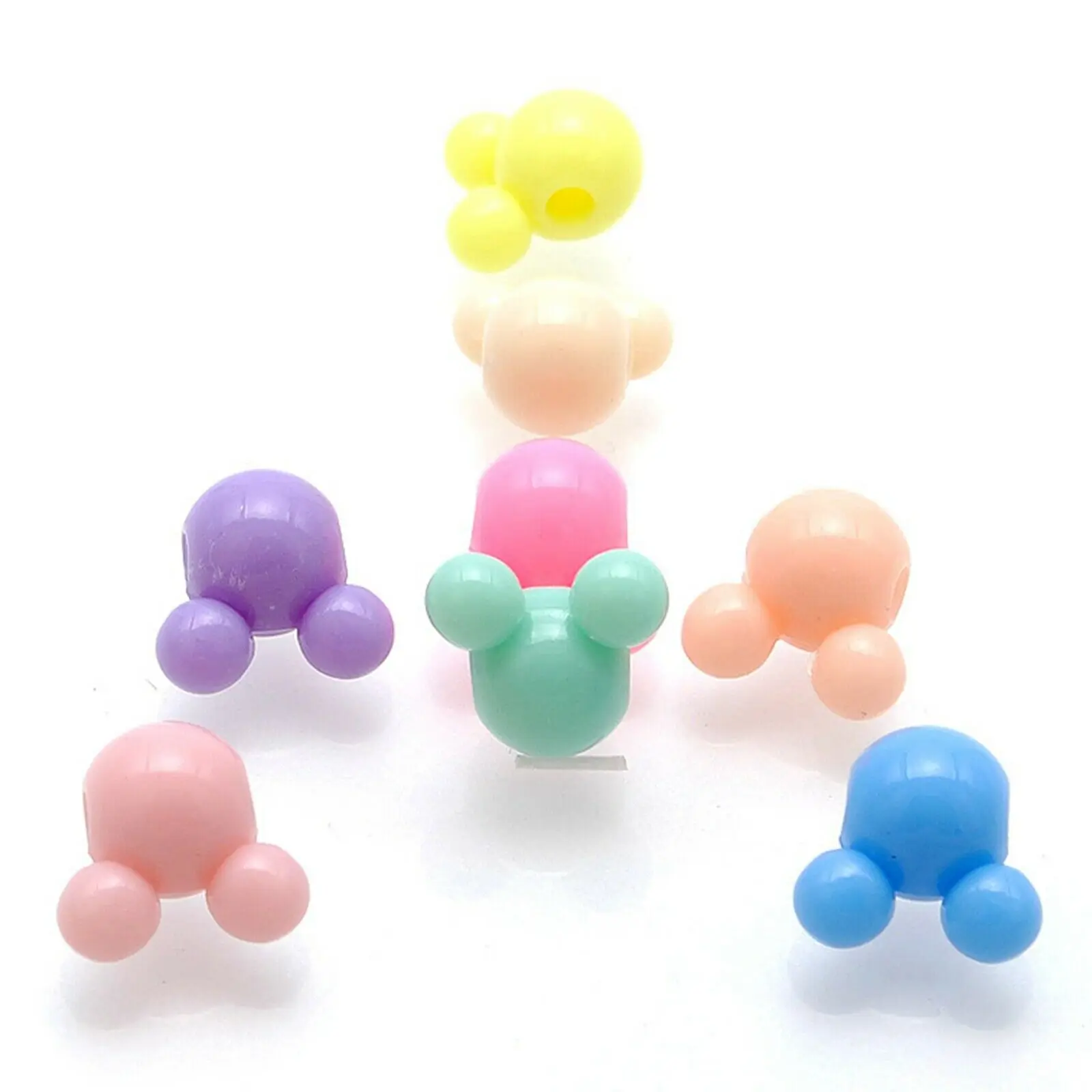 Craft DIY Mixed Pastel Color Acrylic Mouse Face Beads 8mm 10mm 12mm Jewelry Make