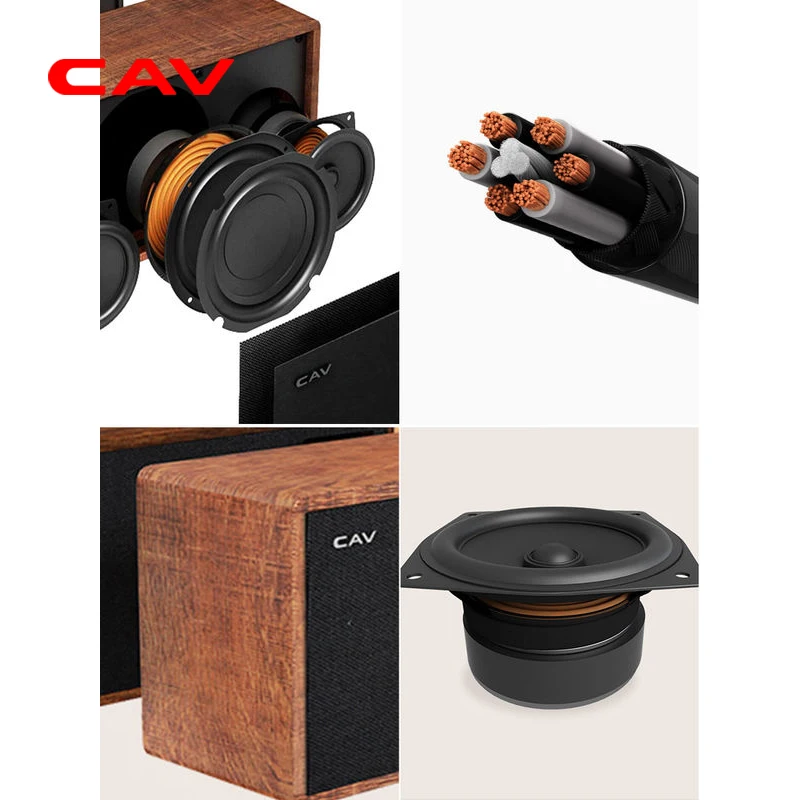 CAV AT60 Bluetooth Speaker Portable Speaker Subwoofer Wooden Column Bluetooth Deep Bass Speaker 5.25" Woofer 4 EQ