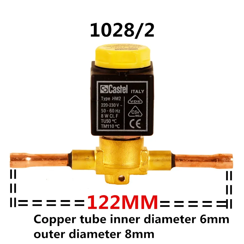 Castel welding Type 1028/2 air conditioning freezer solenoid valve 1028/2A6 Inner diameter of welded pipe is 6mm