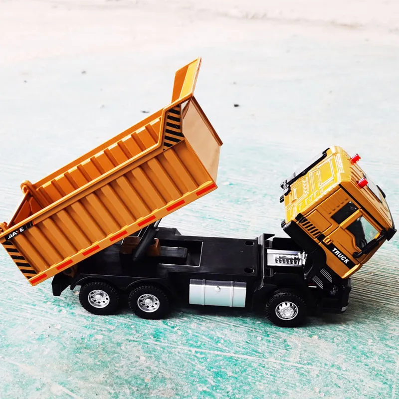 High simulation alloy pull back dump truck model,1:50 dump truck toy,simulated sound and light,free shipping