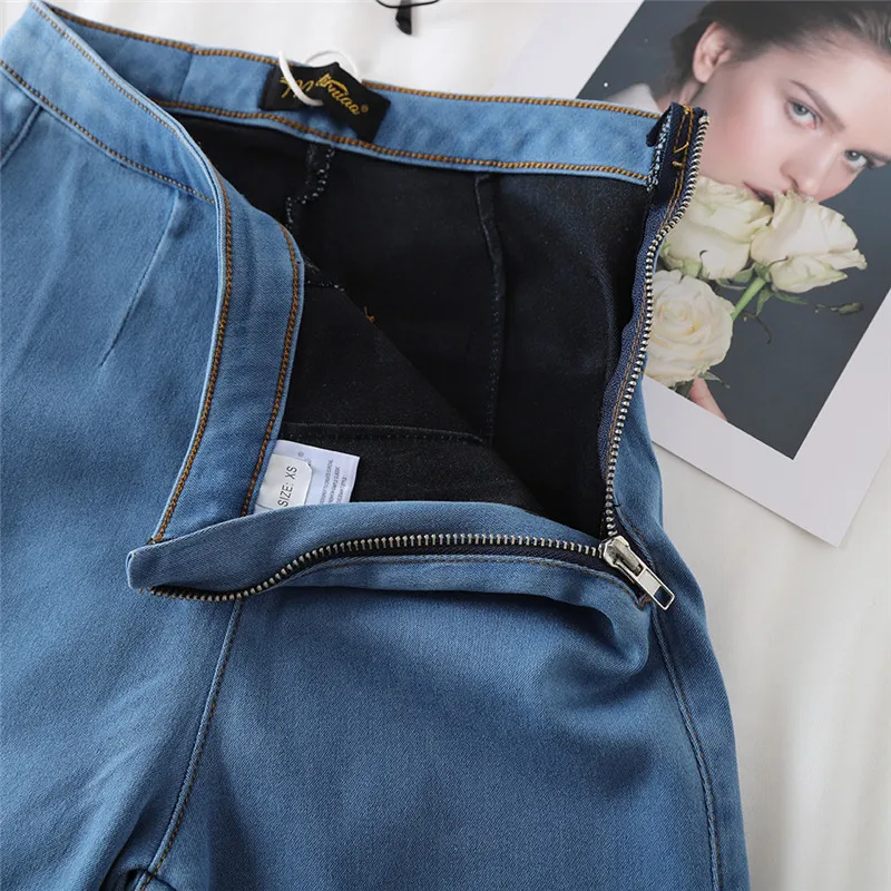 2020 spring 4 Color Available Side Zipper Jeans Women Autumn high waist Skinny Pencil denim pants Women Jeans