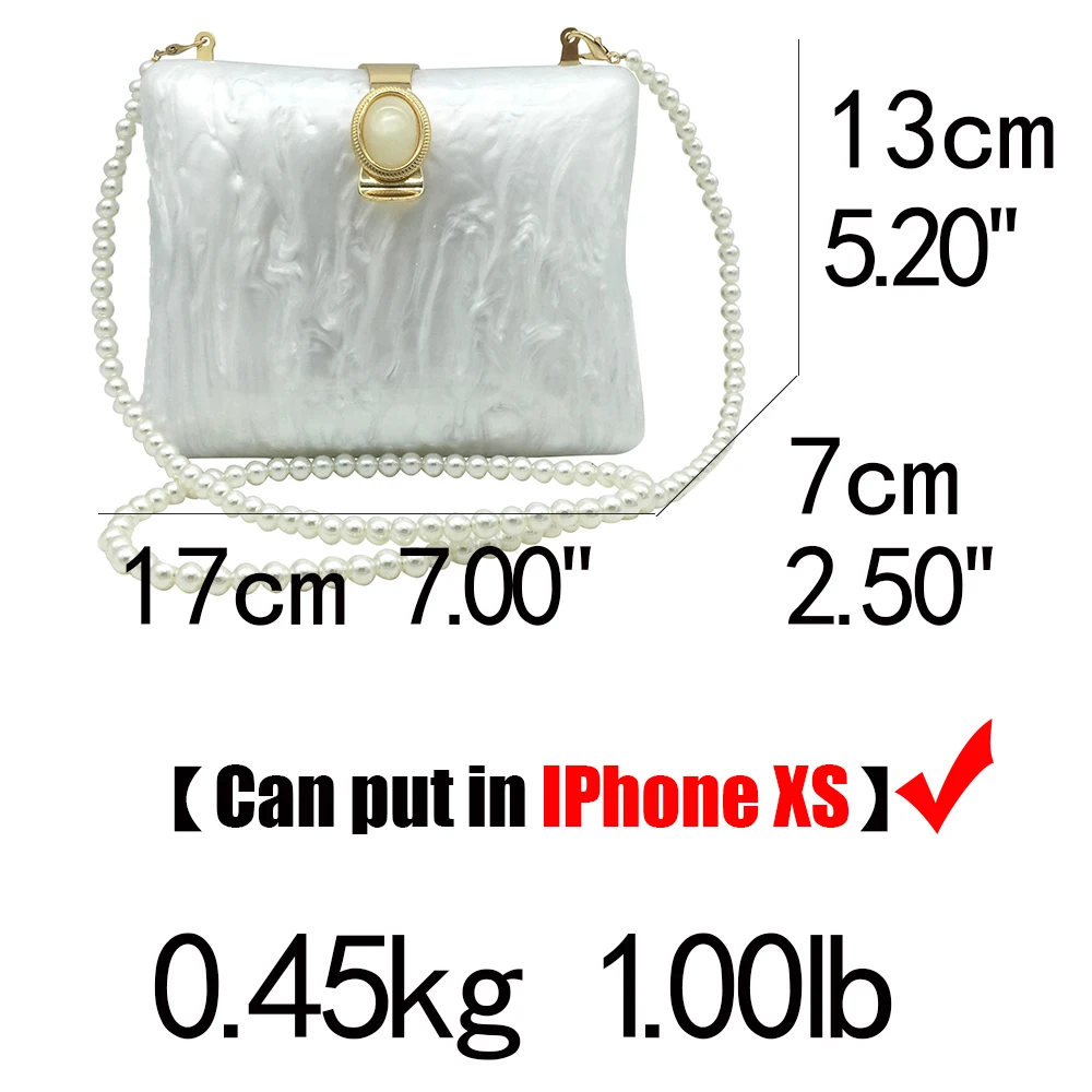 Boutique De FGG Elegant Mother Pearl Women Clutches Acrylic Evening Handbags Party Cocktail Shoulder Purses Cross-body Bag