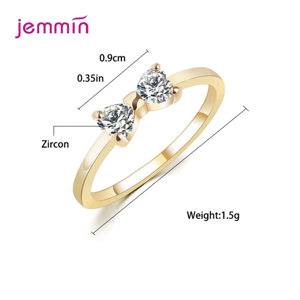 

Korean Style Bow Shape 925 Silver Wedding Rings Shiny Cubic Zircon Simple Fashion Jewelry For Women Party Jewelry Rings