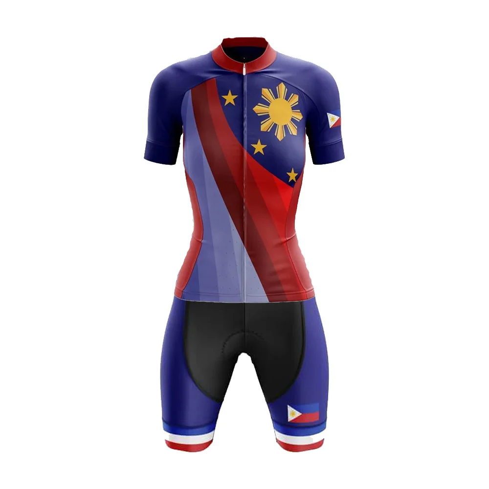 Philippines Purple Roupa Ciclismo Feminina Set Short Sleeve Bike Clothing Bib Shorts Gel Breathable Pad New Cycling Jersey Set