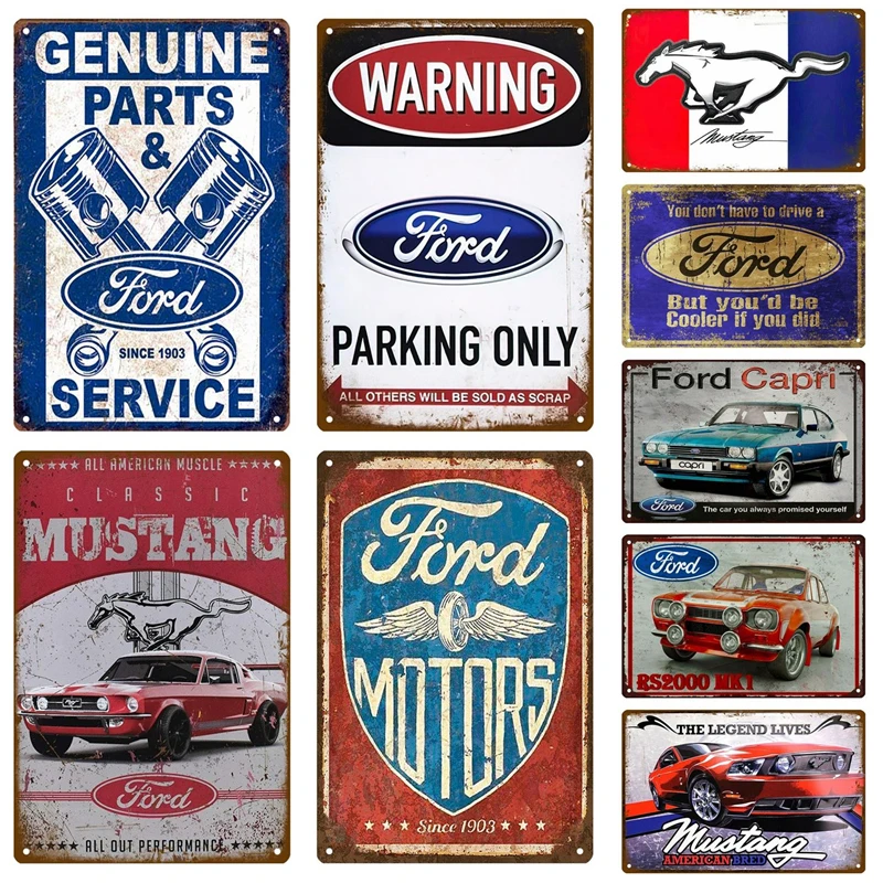 Ford Mustang Retro Decorative House Metal Sign Plate Posters On The Wall Tin Sign Vintage Poster Decor Wall Art Room Decoration