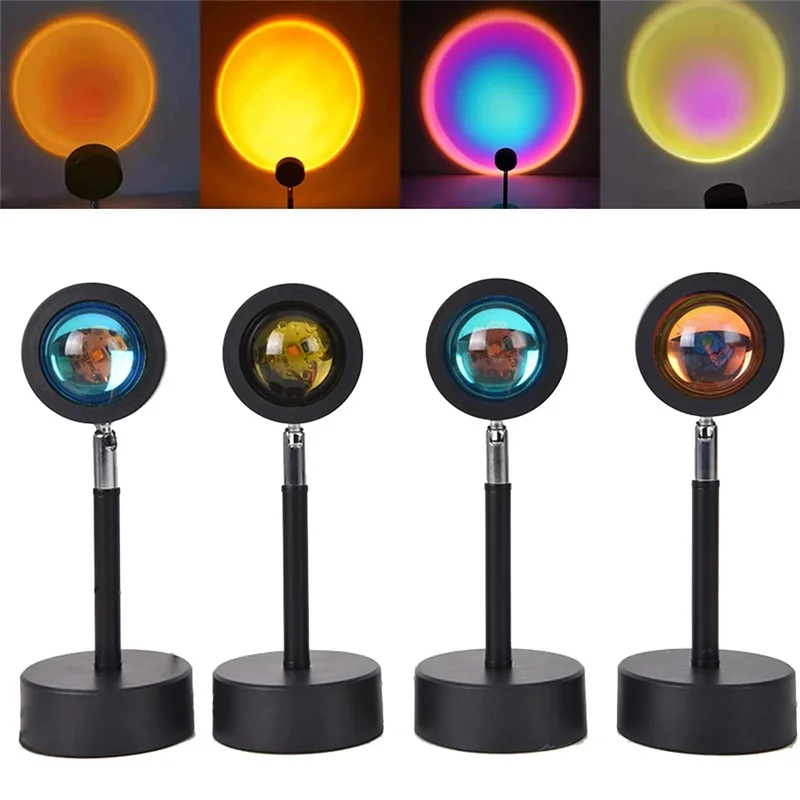 2021 Hot Deal Sunshine Live Background Projection Lamp Sunset Colorful Rainbow Night Light  Wall Crystal Desk Lamp