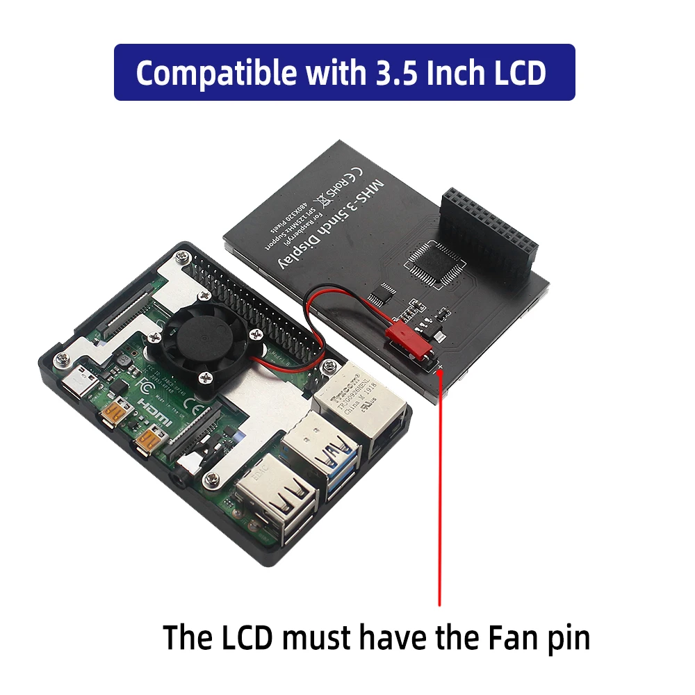 Raspberry Pi Cooling Fan with Metal Frame Thermal Pad Heat Sink for Raspberry Pi 4B Optional ABS Case