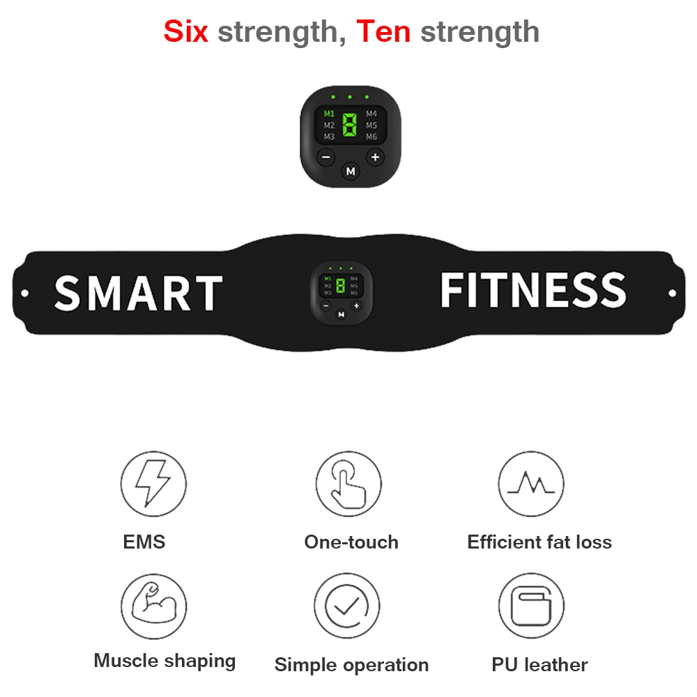 EMS Muscle Stimulator Wireless Muscle Trainer Abdomen Training Belt Fat Burner Weight Loss Stickers Body Slimming Belt Unisex