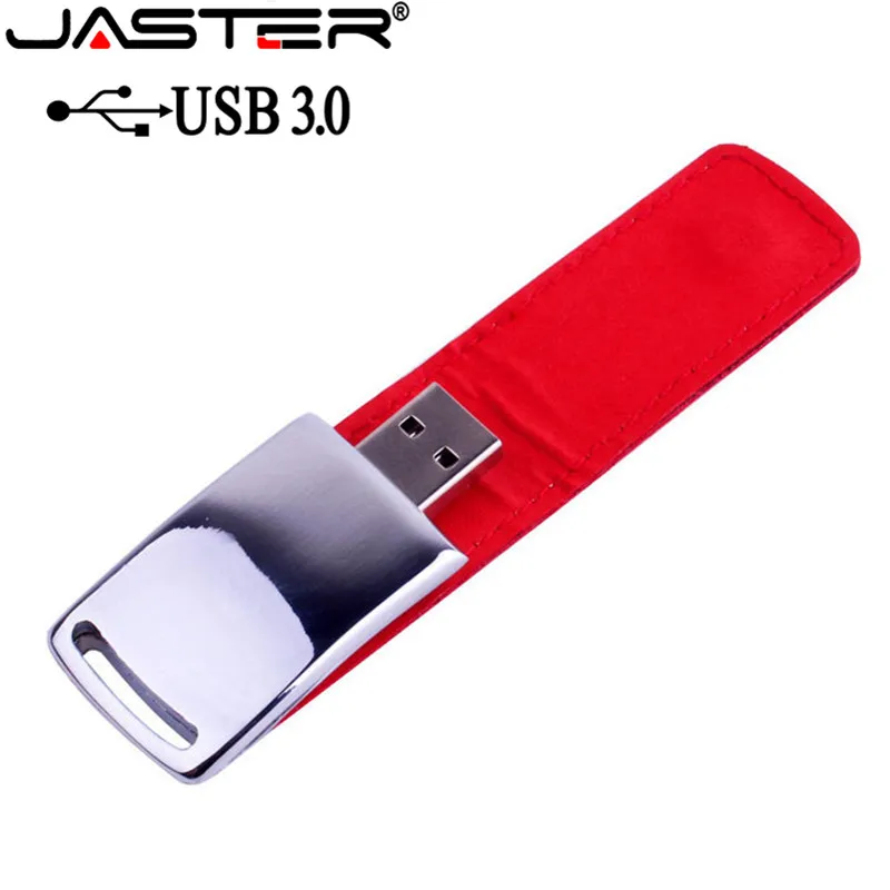 JASTER USB 3.0 customer LOGO metal leather usb + gift box usb flash drive pendrive 4GB 8GB 16GB 32GB 64GB memory stick U disk