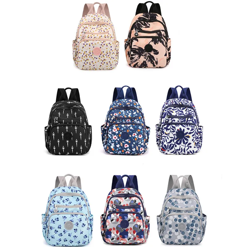 Vento Marea-Mini mochila con estampado de flores para mujer, bolso de hombro estilo Preppy, impermeable, de nailon, 2021