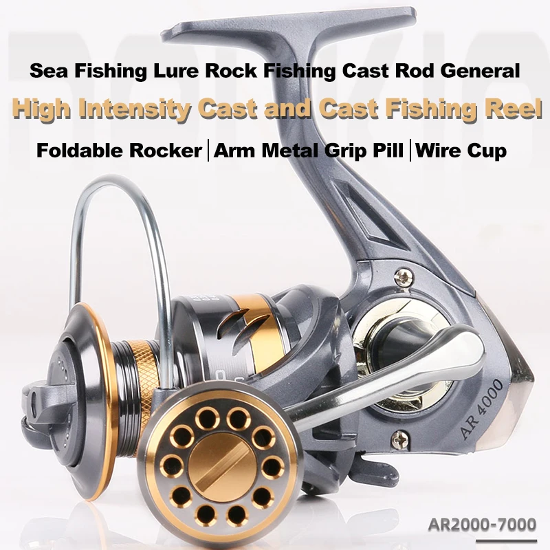 DEUKIO Fishing Reel All Metal Spool Spinning Reel Max Drag Stainless Steel Handle Line Spool Saltwater Fishing Saltwater 5.2:1