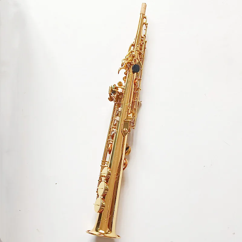 Made in Japan 82Z Brass Straight Soprano Bb Flat Sax Saxophone Woodwind Instrument Natural Shell Key Carve Pattern with Carryi