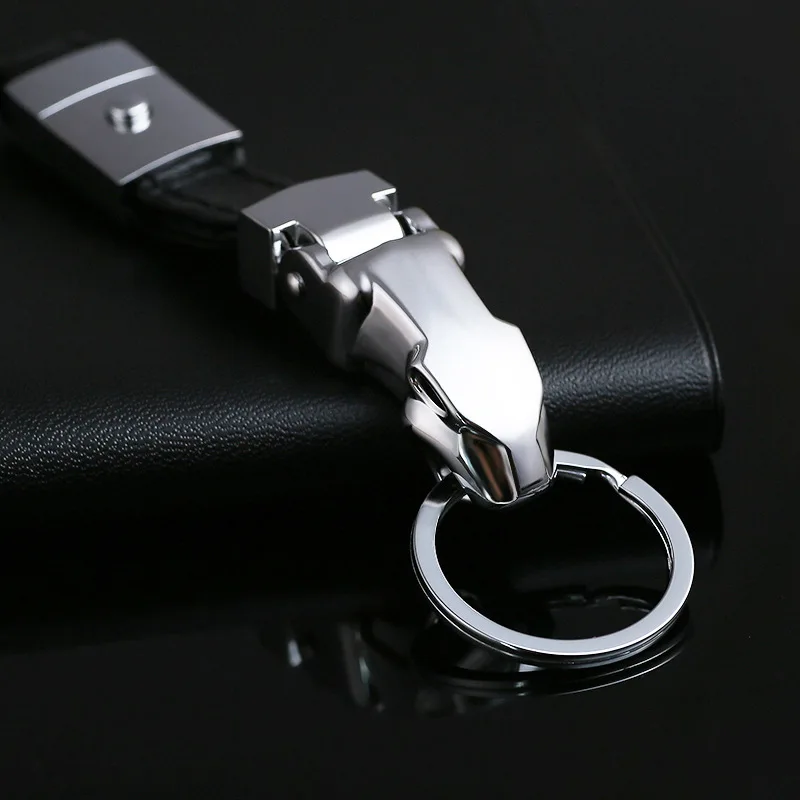 Luxury Car Key Chain Men Women KeyChain High-Grade Leopard for Key Rings Purse Charm Bag Pendant Leather Rope Fathers Day Gift