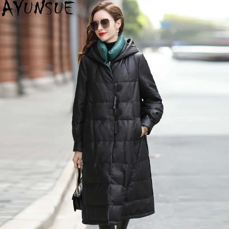 

AYUNSUE 100% Genuine Leather Jacket Women Sheepskin Coat Female White Duck Down Jackets Hooded Clothes 2020 Chaqueta Mujer Hiver