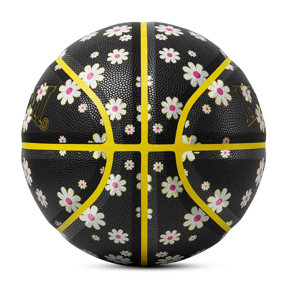 Kuangmi Basketball Daisy Print, material fotosensible, tamaño oficial 7, regalos de pelota de PU antideslizante, decoloración a la luz del sol