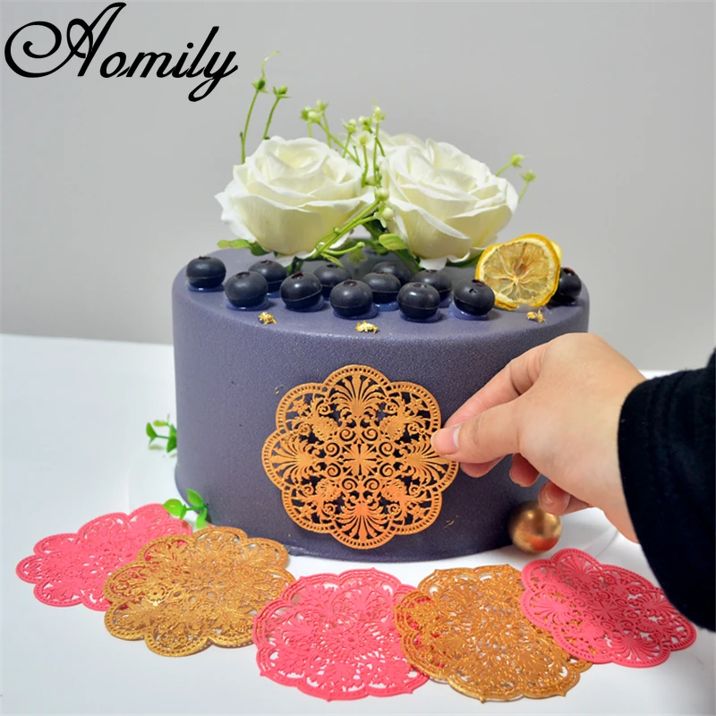 Aomily 3 Styles Art Snowflake Shaped Lace Silicone Mold Wedding Cake Flower Border Decoration Fondant Cake Surround Baking Mat