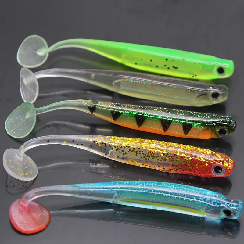 5pcs/Lot  Jigging Wobblers Fishing Lure 9cm 7cm 2g 5g shad T-tail soft bait Aritificial Silicone Lures Bass Pike Fishing Tackle