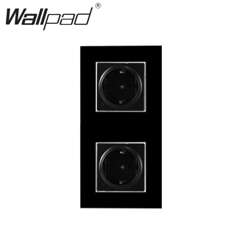 Vertical EU DIY Black Crystal Glass Frame EU French USB 1 GANG  2 Gang Wall Light Switch Free DIY Wallpad L6