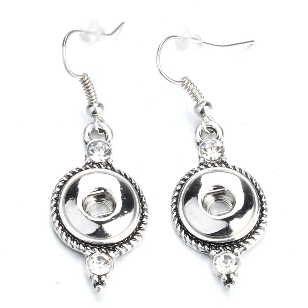 New 12mm Snap Jewelry Mini Snap Buttons Earrings Fit 12mm Snap Button Metal Crystal Dangle Earrings For Women