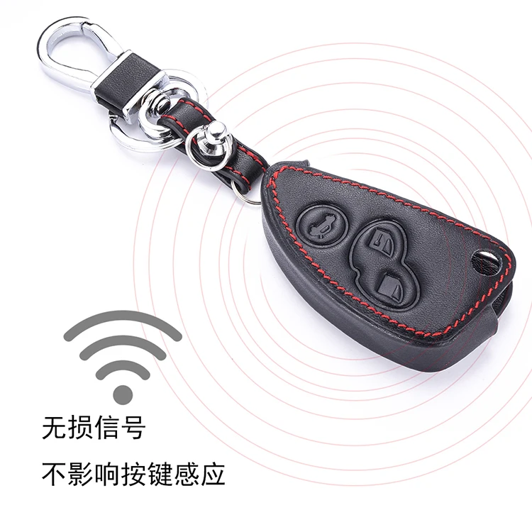 Leather Car Key Case bag For Alfa Romeo 147 156 166 GT JTD TS 3 Buttons Folding Keychain Holder Remote Fobs Shell Cover