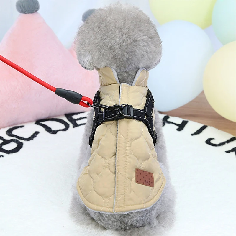 Reflective French Bulldog Pet Coat Jacket with Harness Winter Dog Clothes for Small Medium Dogs Corgi Bichon mascotas Clothing