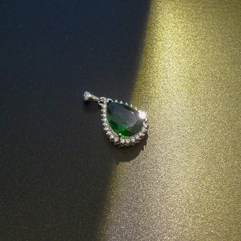 

925 Silver Green Crystal Fashion Women's Pendants Banquet Wedding Party Valentine's Day Gifts Exquisite Jewelry