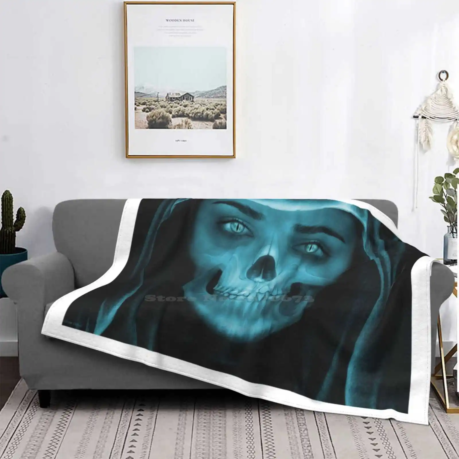 X Ray Image Of Woman Skull Trend Style Funny Fashion Soft Throw Blanket Halloween Halloween Zombie Undead Horror Bone Denture