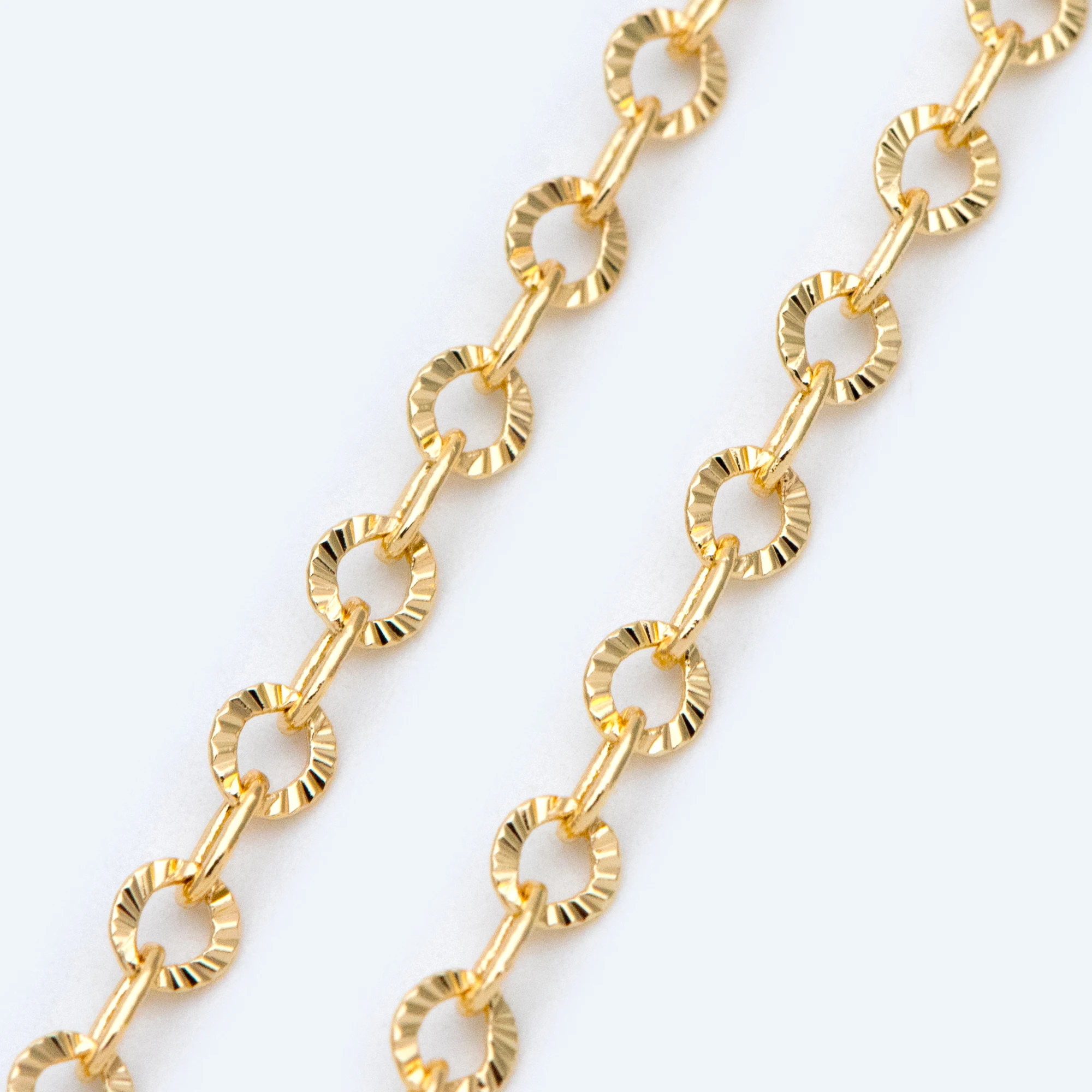 

Gold Round Cable Chain 3.3mm, 18K Gold plated Brass, Circle Link Chains (#LK-404)/ 1 Meter=3.3ft