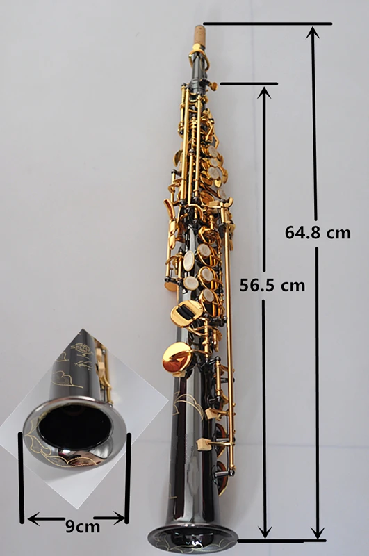 France Soprano Saxophone R54 Straight Sax B Flat Saxofone Professional Musical Brass Instruments Black Nickel Gold Accessories