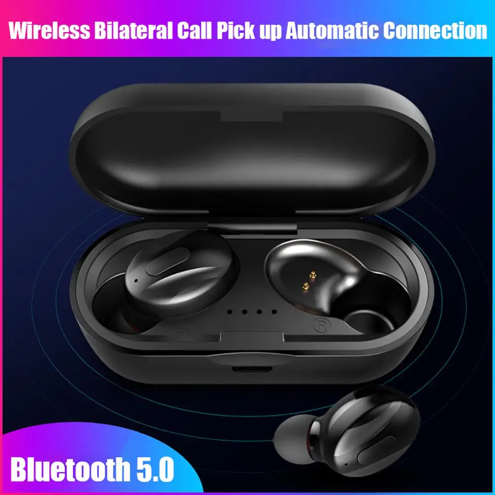 Auriculares deportivos TWS con Bluetooth 5,0, inalámbricos, manos libres, estéreo 3D, auriculares duales con micrófono y caja de carga