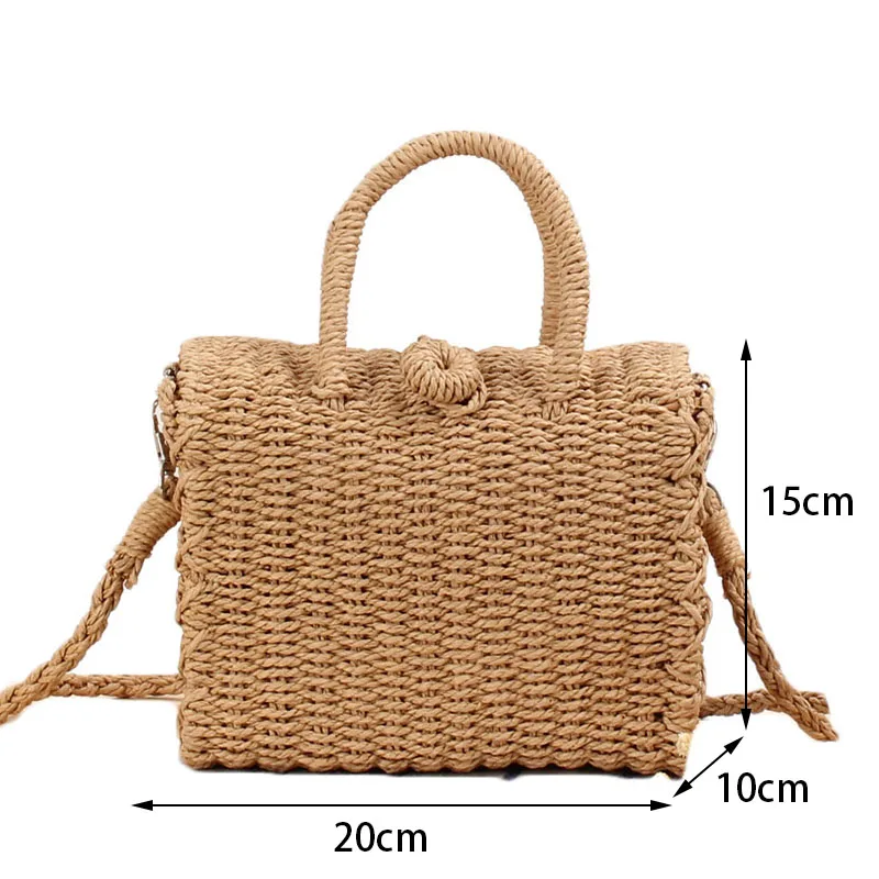 Bohemian Straw Shoulder Bags For Women Beach Handbags Summer Vintage Rattan Basket Female Casual Handmade Woven Crossbody Bags